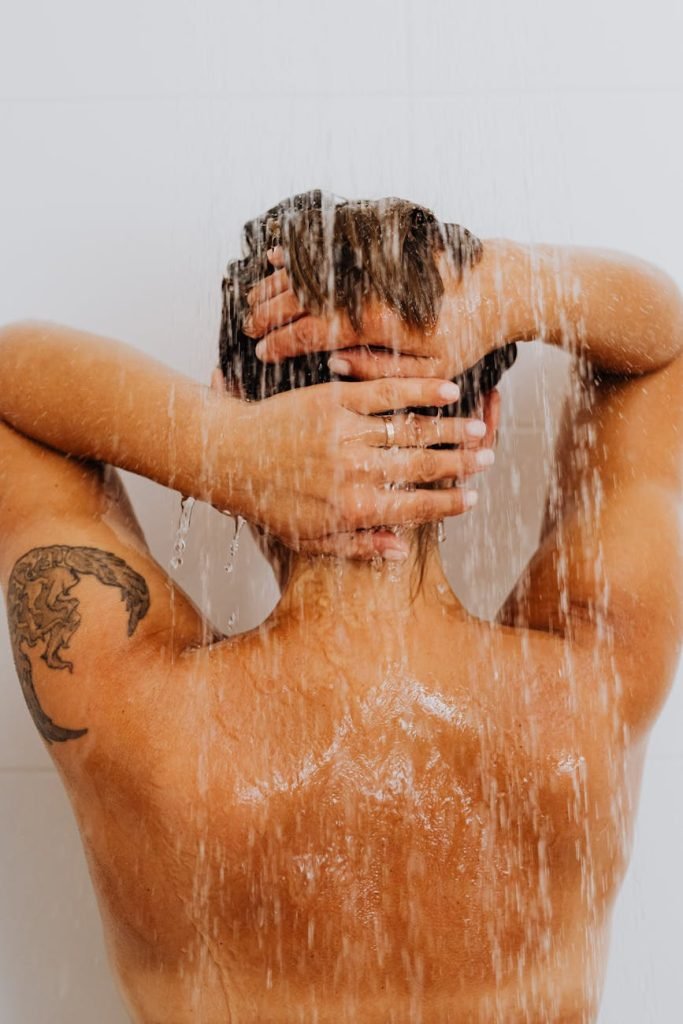 woman taking a bath